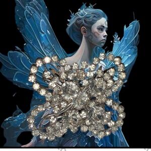 Vintage Clear Rhinestone Butterfly Brooch Unsigned